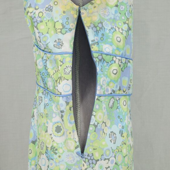 Sigrid Olsen Dress Womens 6 Silk Blue Green Floral Lined Side Zip Sleeveless - Picture 11 of 13